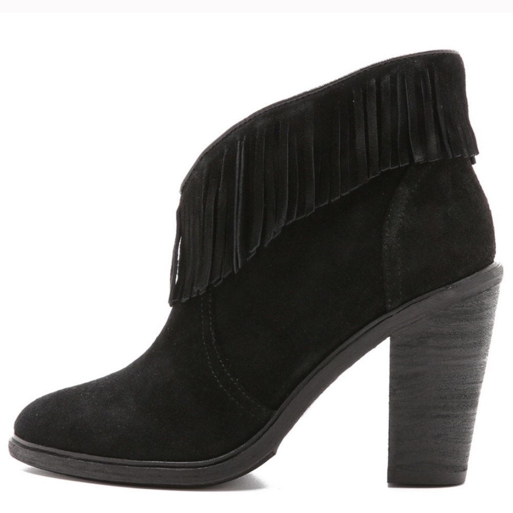 Joie “Loren” Black Suede Fringe Ankle Bootie 41/11